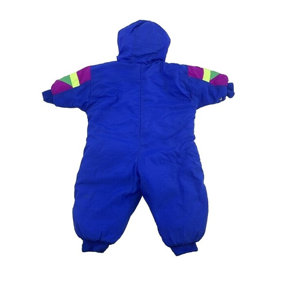 Alpine Way Vintage Baby Snowsuit Full Zip Hooded Blue Purple Neon Nylon 12 Month - Picture 11 of 15